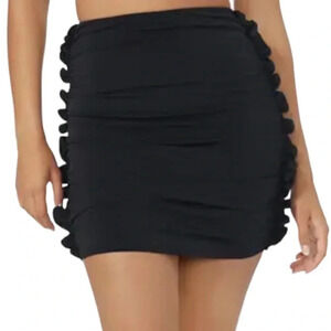AFRM Ace Matte Jersey Ruched Ruffle High Waist Mini Skirt Black Size S NWT
